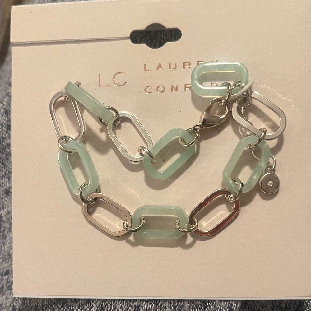 NWT- LC Lauren Conrad Pastel Green and Silver Bracelet